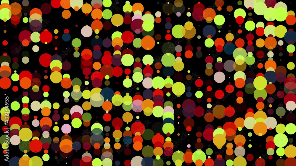 Poster festive background with many colorful round particles. computer generated 3d render