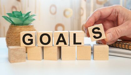 Wooden cubes with the abbreviation GOALS