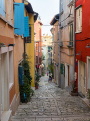 Rovinj in Croatia old town with cobble streets