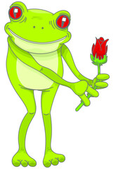 Grenouille offrant une fleur