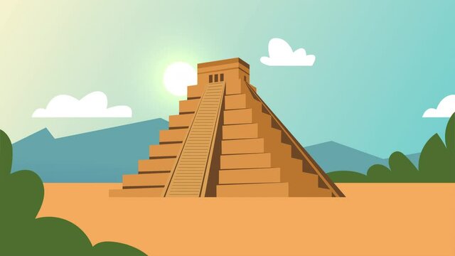 culture aztec pyramid scene animation