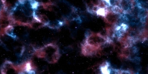 Image of space with colorful mist nebula and cluster of stars