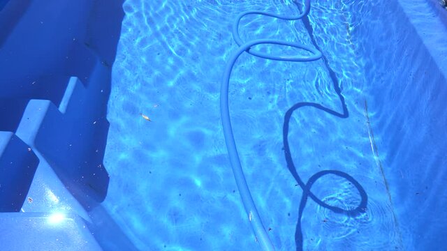 Pool Cleaning With House And Leaves