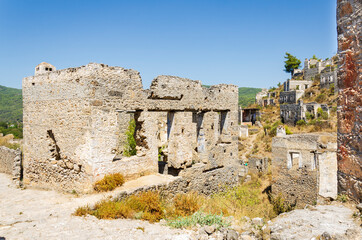 Ghost Town, Abandoned houses and ruins of Kayakoy village, Fethiye, Turkey