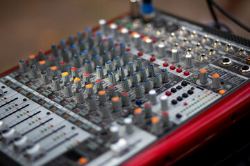 Fototapeta na wymiar audio mixing console