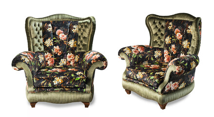 Stylish armchair isolated on white background. Clipping path.