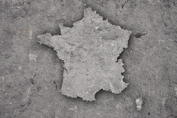 Karte von Frankreich auf verwittertem Beton