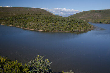 Landscape in the Torrejon Tietar reservoir. Monfrague National Park. Caceres. Extremadura. Spain.