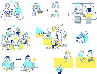 感染症予防対策　食事の際の注意点　セット