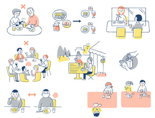 感染症予防対策　食事の際の注意点　セット