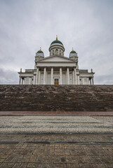 Helsinki streets, historical buildings, Finland.