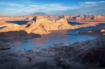 Lake Powell and surrounding mesas in late afternoon sun