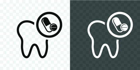 Vector image. Toothache pills icon.