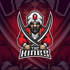 kings mascot logo design vector with concept style for badge, emblem and tshirt printing.