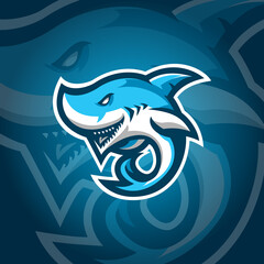 shark mascot logo design vector with concept style for badge, emblem and tshirt printing.