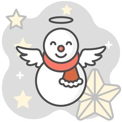 Snowman filled icon with background, vector illustration