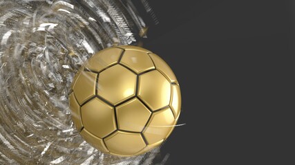 Obraz premium Soccer ball with Particles under Black Background. 3D sketch design and illustration. 3D CG. 3D high quality rendering. 