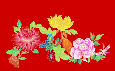 Chinese style flower vector illustration