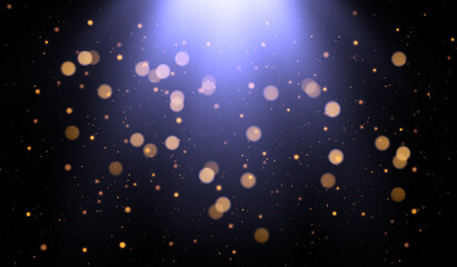 Dark abstract background with bokeh lights and stars
