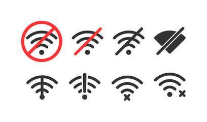 No Wi Fi signal. Wireless icon set. Vector illustration on white background - obrazy, fototapety, plakaty