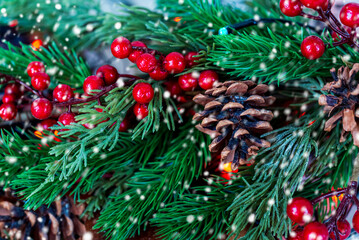 Merry Christmas and happy New year. Christmas backgrounds with Christmas decorations. Christmas card.