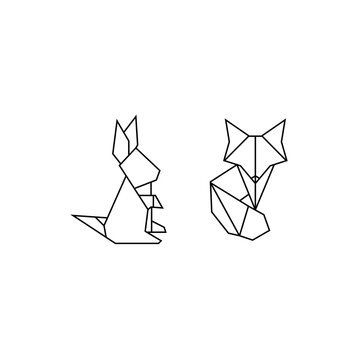 Black icon vintage fox sign. Vector illustration eps 10