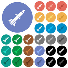 Ballistic missile round flat multi colored icons