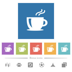 Cappuccino flat white icons in square backgrounds