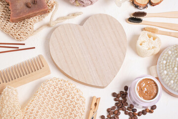 set for care and hygiene, bathroom accessories made from natural materials