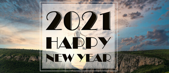 happy New Year 2021 adventure greeting card