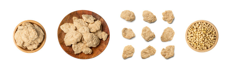 Raw Dehydrated Soy Meat or Soya Chunks Isolated