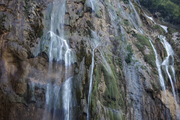 Plitvice lakes waterfalls in national park in Croatia.