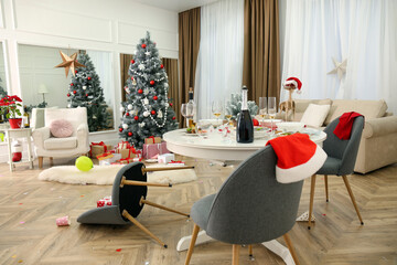 Mess in room after new year party