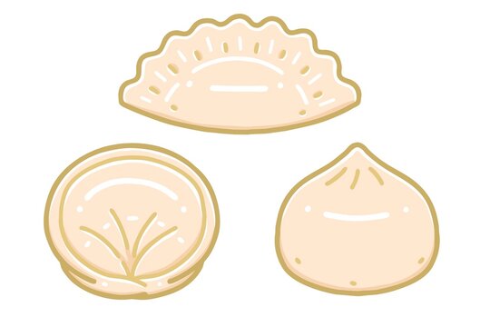Mandu(Korean dumpling). Vector illustrations set.