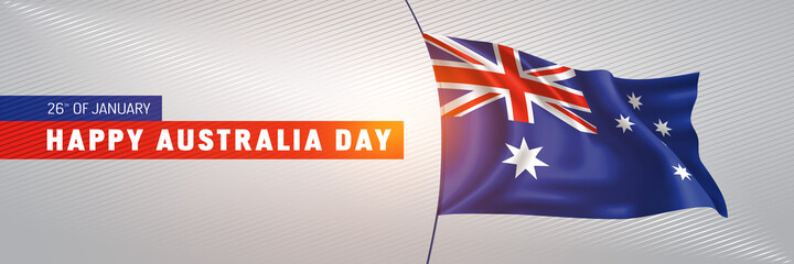 Happy Australia day greeting card, banner vector illustration