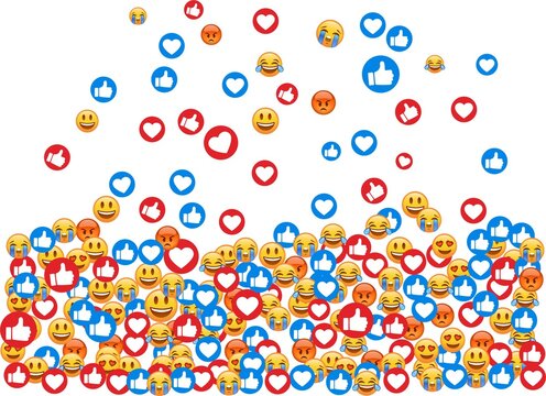 social media icons concept, illustration, emojis, background