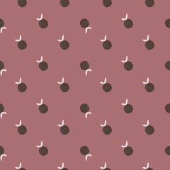 Abstract food seamless pattern with organic little mandarins ornament. Purple pastel colors.