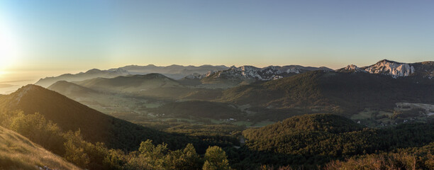 Sunset from the top of mountains in Velebit national park.