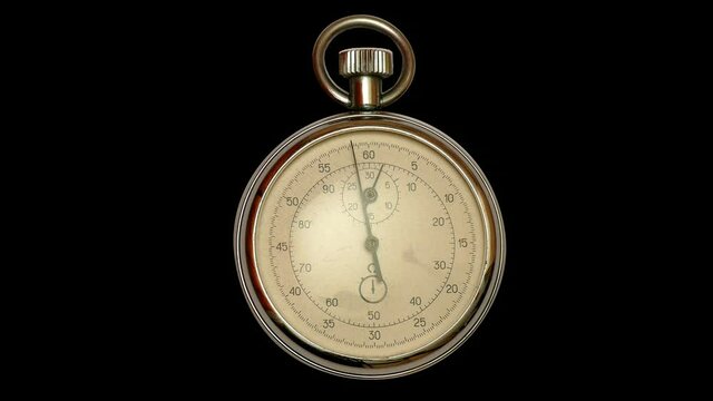 Vintage Dial Stopwatch Alpha / Antique stopwatch, clock, arrow, which moves in a circle of old clock face on a alpha channel