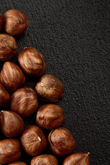 Close up of Hazelnut kernels - Food Frame Background, macro detailed close up.