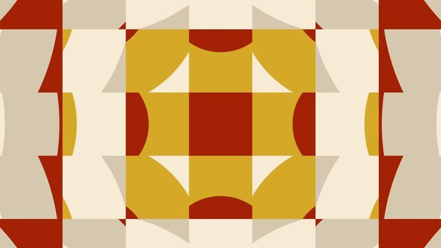 Abstract tiles in trendy natural color palette variation. Simple geometric motion graphic background. Seamless animation with basic shapes