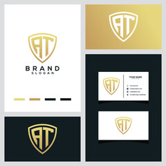 AT letter shield logo concept designs