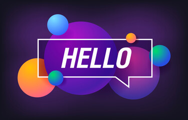 HELLO in design banner. vector template for web, print, presentation . Simple banner with minimal phrase. Trendy flat geometric print. Creative vector stock decoration.