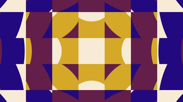 Abstract tiles in trendy natural color palette variation. Simple geometric motion graphic background. Seamless animation with basic shapes