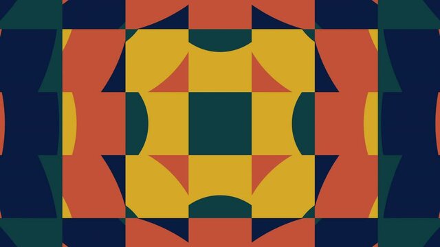 Abstract tiles in trendy natural color palette variation. Simple geometric motion graphic background. Seamless animation with basic shapes