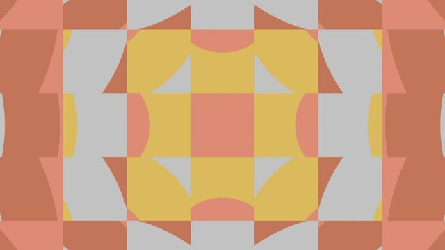 Abstract tiles in trendy natural color palette variation. Simple geometric motion graphic background. Seamless animation with basic shapes