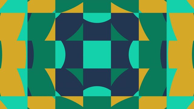 Abstract tiles in trendy natural color palette variation. Simple geometric motion graphic background. Seamless animation with basic shapes