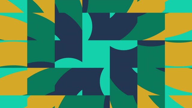 Abstract tiles in trendy natural color palette variation. Simple geometric motion graphic background. Seamless animation with basic shapes