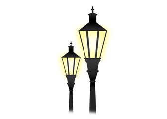 Fototapeta na wymiar A black street lamps give a light during night time