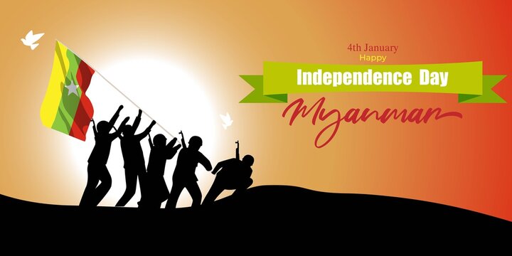 Vector illustration for Myanmar happy independence day, 4th July, national day, tricolor abstract background, Myanmar flag, patriotic day , banner, poster